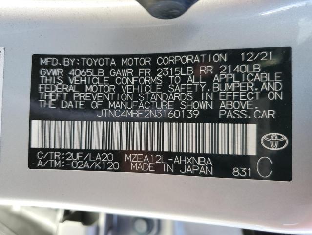 Photo 10 from auction – 2022 TOYOTA COROLLA XS with VIN JTNC4MBE2N3160139