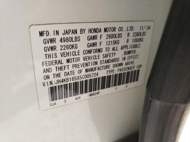Photo 10 from auction – 2005 ACURA RL with VIN JH4KB165X5C005724