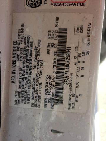 Photo 10 from auction – 2012 FORD FUSION SEL with VIN 3FAHP0JA8CR258041