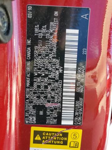 Photo 10 from auction – 2010 LEXUS RX 350 with VIN 2T2BK1BA5AC054833