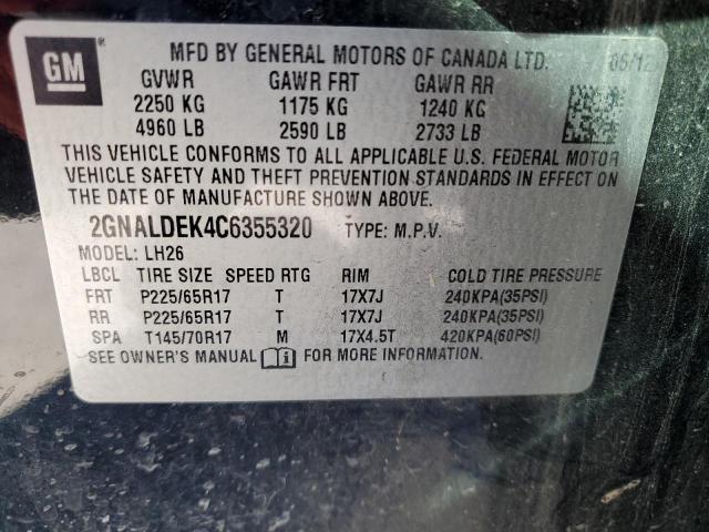 Photo 10 from auction – 2012 CHEVROLET EQUINOX LT with VIN 2GNALDEK4C6355320