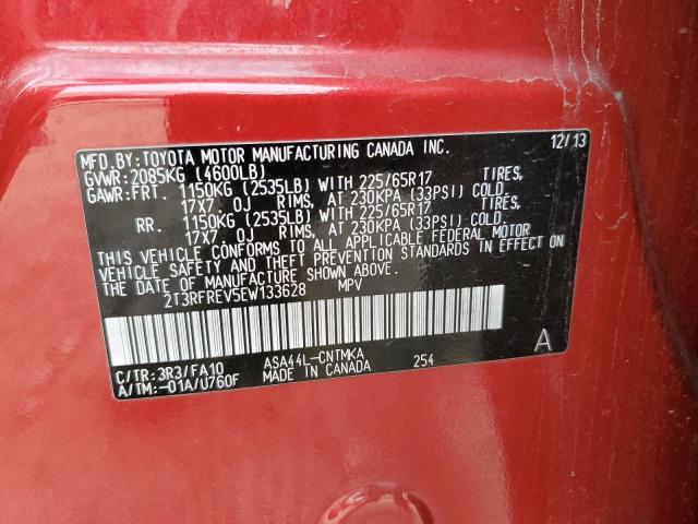 Photo 10 from auction – 2014 TOYOTA RAV4 XLE with VIN 2T3RFREV5EW133628
