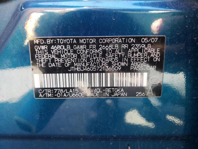 Photo 10 from auction – 2007 LEXUS ES 350 with VIN JTHBJ46G572136509
