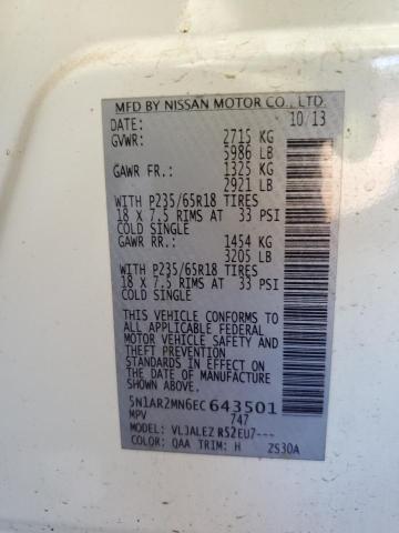 Photo 10 from auction – 2014 NISSAN PATHFINDER with VIN 5N1AR2MN6EC643501