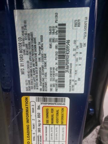 Photo 10 from auction – 2015 FORD FUSION SE with VIN 3FA6P0H9XFR309546