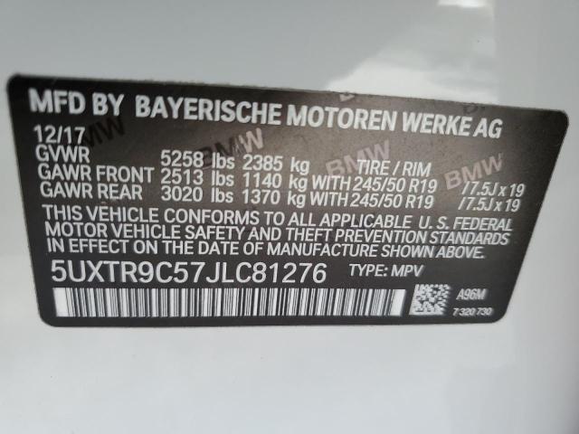 Photo 10 from auction – 2018 BMW X3 XDRIVE3 with VIN 5UXTR9C57JLC81276