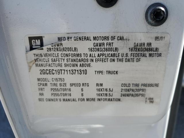 Photo 10 from auction – 2001 CHEVROLET SILVERADO with VIN 2GCEC19T711371310