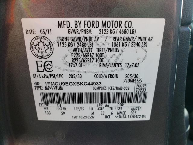 Photo 10 from auction – 2011 FORD ESCAPE LIM with VIN 1FMCU9EGXBKC44933
