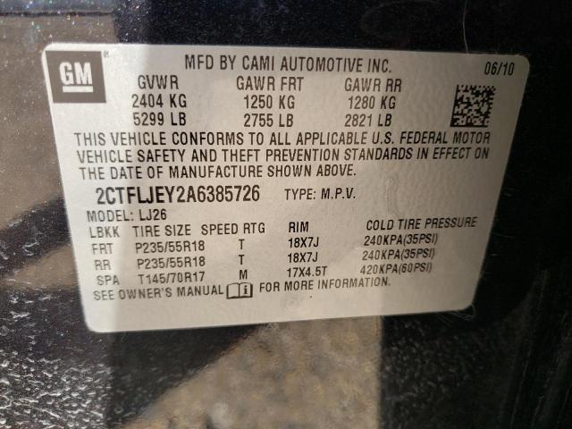 Photo 10 from auction – 2010 GMC TERRAIN SL with VIN 2CTFLJEY2A6385726