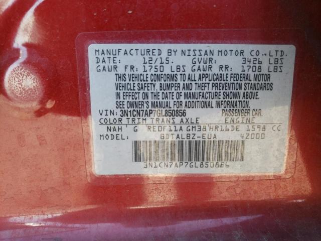 Photo 10 from auction – 2016 NISSAN VERSA S with VIN 3N1CN7AP7GL850856
