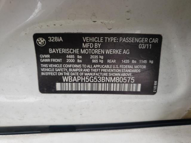 Photo 10 from auction – 2011 BMW 328 I SULE with VIN WBAPH5G53BNM80575
