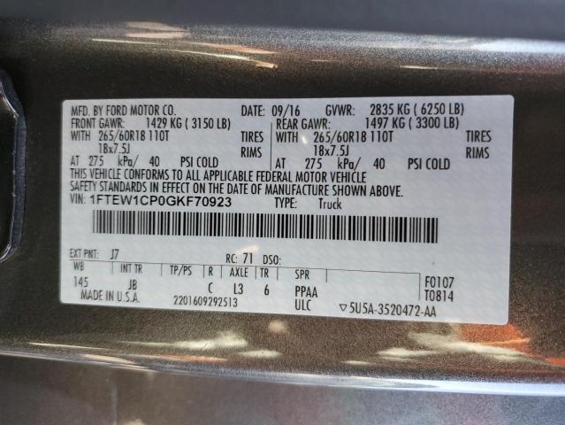 Photo 10 from auction – 2016 FORD F150 SUPER with VIN 1FTEW1CP0GKF70923