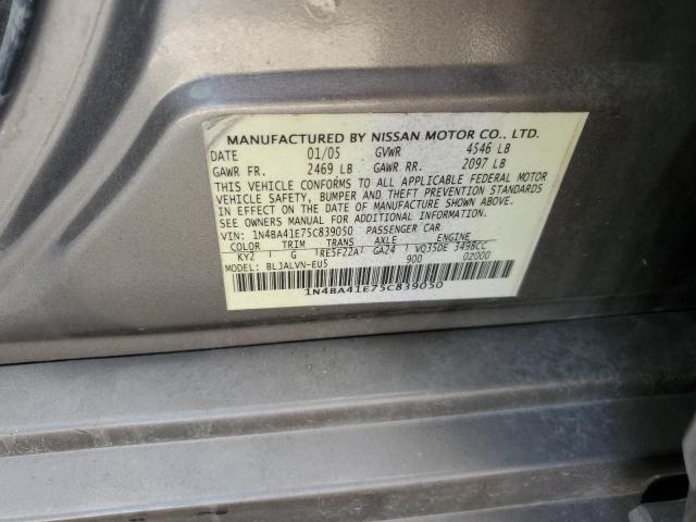 Foto 10 de la subasta – 2005 NISSAN MAXIMA SE con VIN 1N4BA41E75C839050