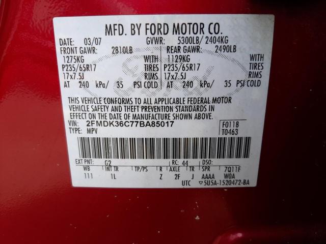 Photo 10 from auction – 2007 FORD EDGE SE with VIN 2FMDK36C77BA85017