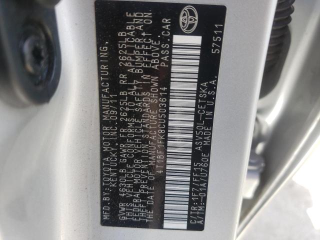 Photo 10 from auction – 2012 TOYOTA CAMRY BASE with VIN 4T1BF1FK8CU503614