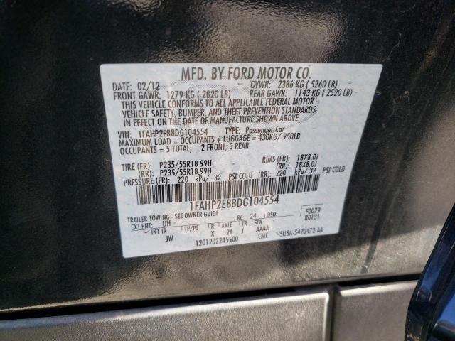 Foto 10 de la subasta – 2013 FORD TAURUS SEL con VIN 1FAHP2E88DG104554