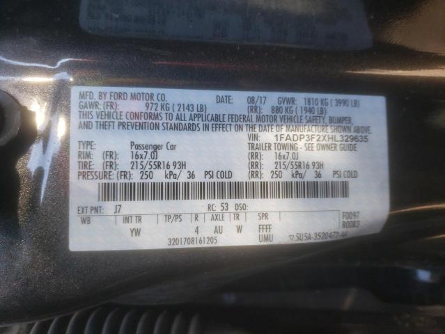Photo 10 from auction – 2017 FORD FOCUS SE with VIN 1FADP3F2XHL329635