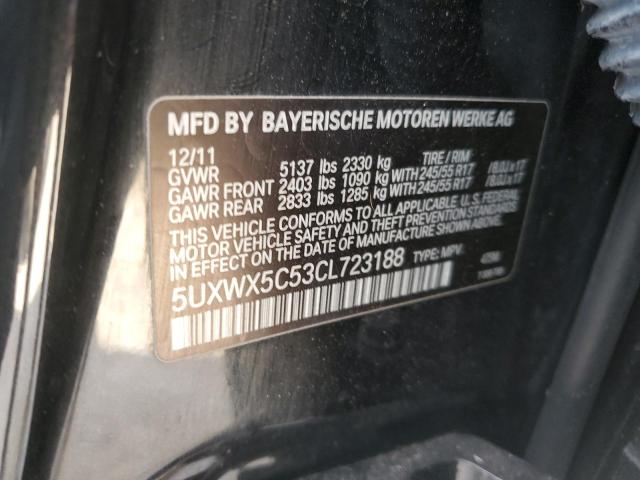 Photo 10 from auction – 2012 BMW X3 XDRIVE2 with VIN 5UXWX5C53CL723188