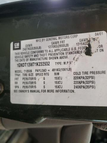 Photo 10 from auction – 2001 CHEVROLET BLAZER with VIN 1GNDT13W71K232932