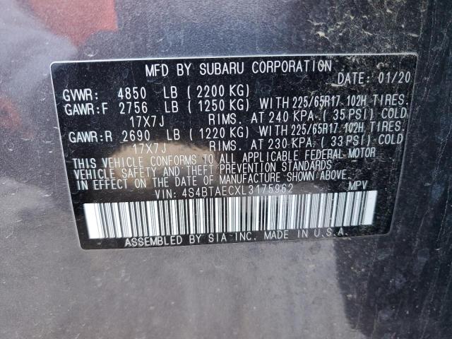 Photo 10 from auction – 2020 SUBARU OUTBACK PR with VIN 4S4BTAECXL3175962
