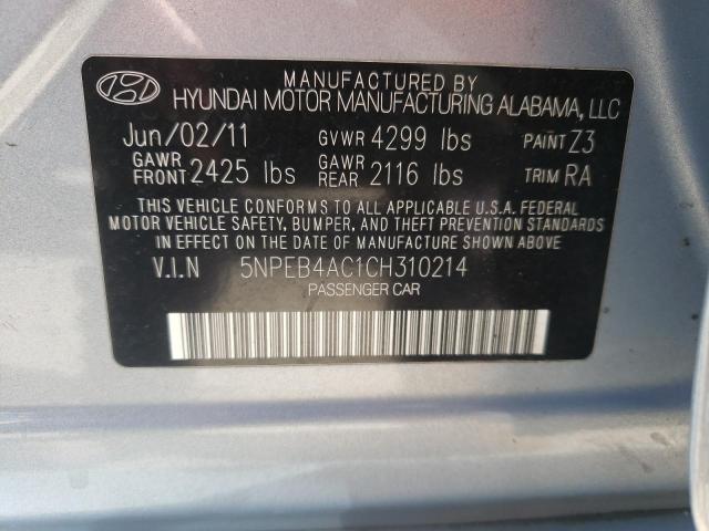 Photo 10 from auction – 2012 HYUNDAI SONATA GLS with VIN 5NPEB4AC1CH310214