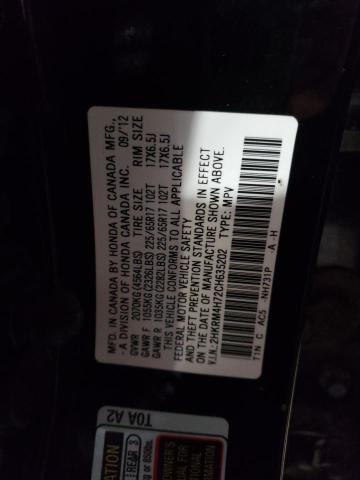 Photo 10 from auction – 2012 HONDA CR-V EXL with VIN 2HKRM4H72CH635202