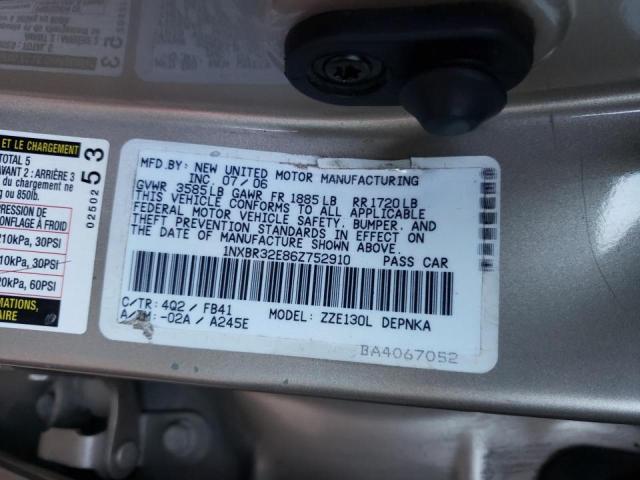 Photo 10 from auction – 2006 TOYOTA COROLLA CE with VIN 1NXBR32E86Z752910