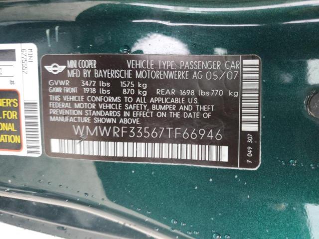 Photo 10 from auction – 2007 MINI COOPER with VIN WMWRF33567TF66946