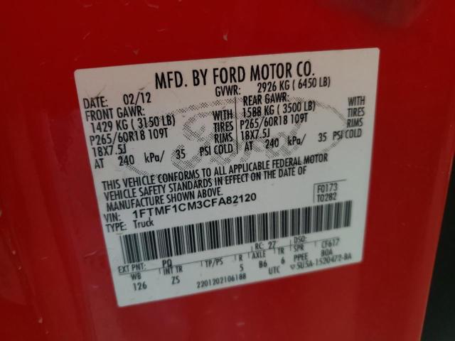 Photo 10 from auction – 2012 FORD F150 with VIN 1FTMF1CM3CFA82120