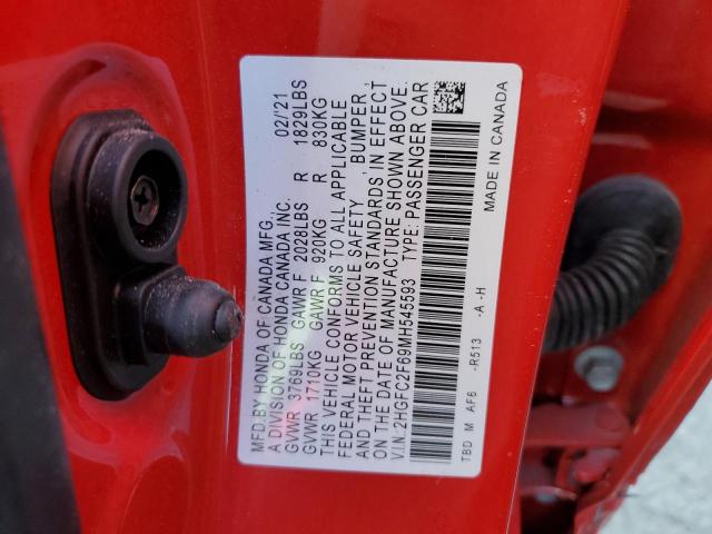 Photo 10 from auction – 2021 HONDA CIVIC LX with VIN 2HGFC2F69MH545593