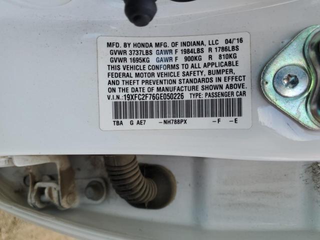 Photo 10 from auction – 2016 HONDA CIVIC EX with VIN 19XFC2F76GE050226