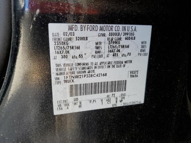 Photo 10 from auction – 2003 FORD F250 SUPER with VIN 1FTNW21P33EC42168