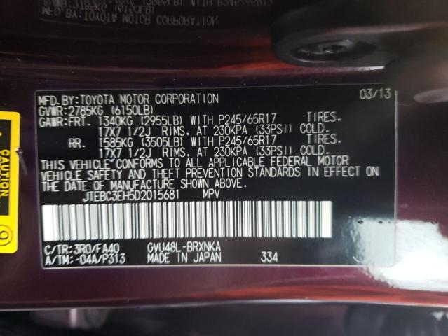 Photo 10 from auction – 2013 TOYOTA HIGHLANDER with VIN JTEBC3EH5D2015681