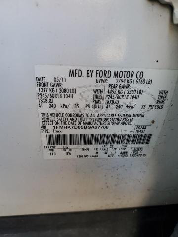 Photo 10 from auction – 2011 FORD EXPLORER X with VIN 1FMHK7D85BGA67768