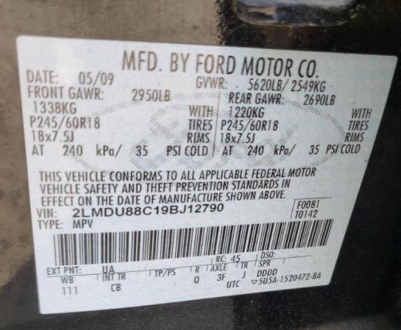 Photo 10 from auction – 2009 LINCOLN MKX with VIN 2LMDU88C19BJ12790