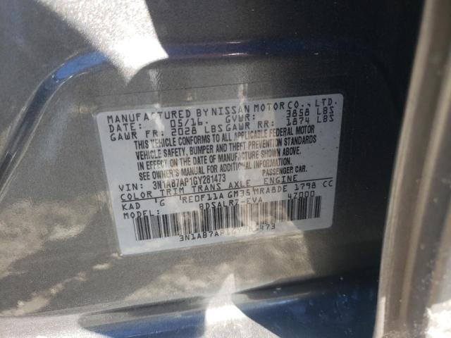 Photo 10 from auction – 2016 NISSAN SENTRA S with VIN 3N1AB7AP1GY281473