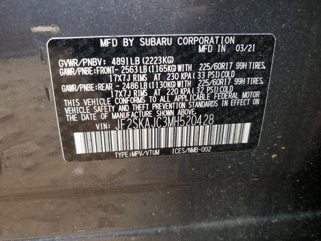 Photo 10 from auction – 2021 SUBARU FORESTER P with VIN JF2SKAJC3MH520428