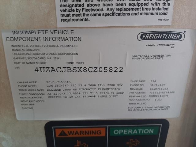 Photo 10 from auction – 2008 FREIGHTLINER CHASSIS B with VIN 4UZACJBSX8CZ05822