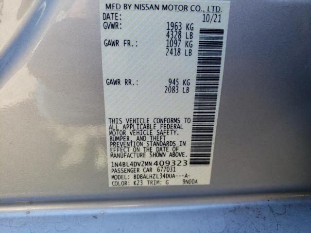 Photo 10 from auction – 2021 NISSAN ALTIMA SV with VIN 1N4BL4DV2MN409323