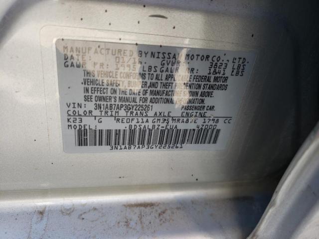 Photo 10 from auction – 2016 NISSAN SENTRA S with VIN 3N1AB7AP3GY225261