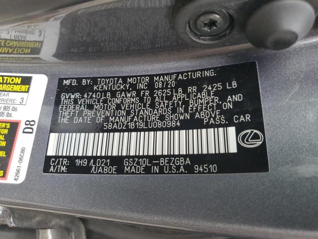 Photo 10 from auction – 2020 LEXUS ES 350 with VIN 58ADZ1B19LU080984