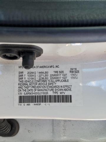 Photo 10 from auction – 2016 HONDA CR-V EX with VIN 5J6RM3H53GL015026