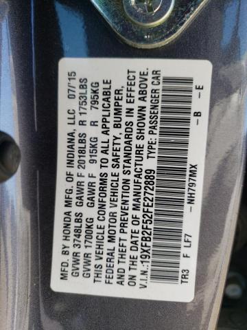 Photo 10 from auction – 2015 HONDA CIVIC LX with VIN 19XFB2F52FE272889