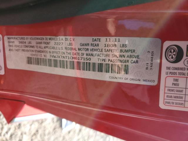 Photo 10 from auction – 2012 VOLKSWAGEN BEETLE with VIN 3VWJX7AT1CM617150