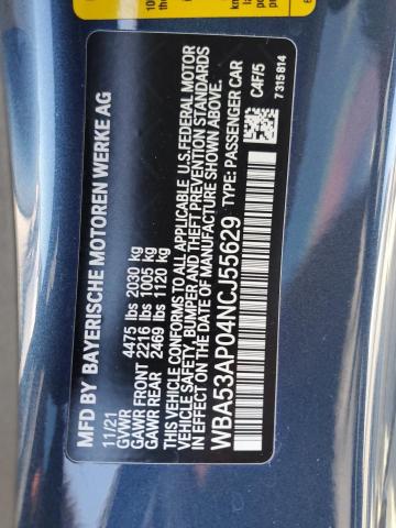 Photo 10 from auction – 2022 BMW 430I with VIN WBA53AP04NCJ55629