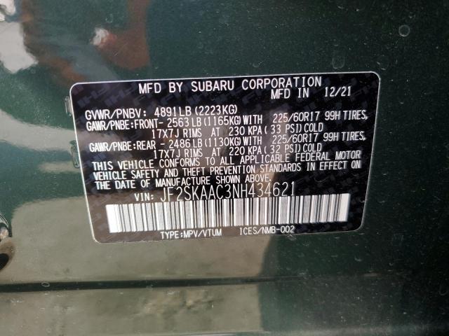 Photo 10 from auction – 2022 SUBARU FORESTER with VIN JF2SKAAC3NH434621