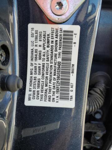 Photo 10 from auction – 2016 HONDA CIVIC LX with VIN 19XFC2F59GE039400