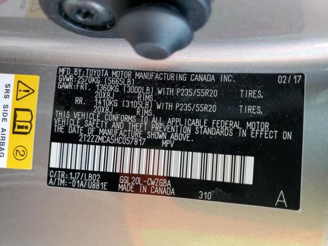 Photo 10 from auction – 2017 LEXUS RX 350 BAS with VIN 2T2ZZMCA5HC057817