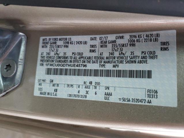 Photo 10 from auction – 2017 FORD ESCAPE SE with VIN 1FMCU0GD7HUE45796
