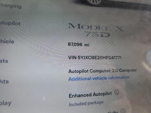 Photo 8 from auction – 2017 TESLA MODEL X with VIN 5YJXCBE20HF041771